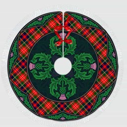 ScotsTee Shop Scottish Christie Clan Scottish Thistle Flower Round Leaf Tartan Christmas Tree Skirt
