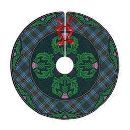 ScotsTee Shop Scottish Cockburn Modern Clan Scottish Thistle Flower Round Leaf Tartan Christmas Tree Skirt