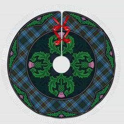 ScotsTee Shop Scottish Cockburn Modern Clan Scottish Thistle Flower Round Leaf Tartan Christmas Tree Skirt