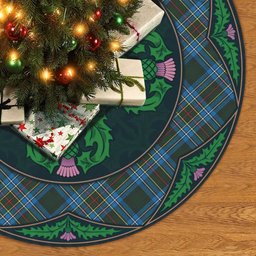 ScotsTee Shop Scottish Cockburn Modern Clan Scottish Thistle Flower Round Leaf Tartan Christmas Tree Skirt