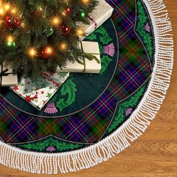 ScotsTee Shop Scottish Cameron of Erracht Modern Clan Scottish Thistle Flower Round Leaf Tartan Christmas Tree Skirt