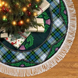 ScotsTee Shop Scottish Campbell Dress Clan Scottish Thistle Flower Round Leaf Tartan Christmas Tree Skirt
