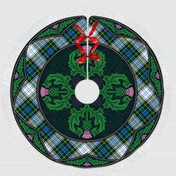 ScotsTee Shop Scottish Campbell Dress Clan Scottish Thistle Flower Round Leaf Tartan Christmas Tree Skirt