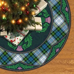 ScotsTee Shop Scottish Campbell Dress Clan Scottish Thistle Flower Round Leaf Tartan Christmas Tree Skirt