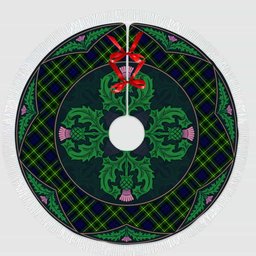 ScotsTee Shop Scottish Campbell of Breadalbane Modern Clan Scottish Thistle Flower Round Leaf Tartan Christmas Tree Skirt