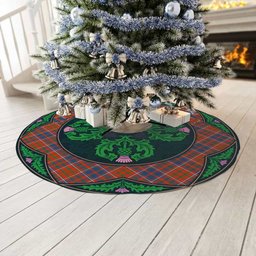 ScotsTee Shop Scottish Cameron of Lochiel Ancient Clan Scottish Thistle Flower Round Leaf Tartan Christmas Tree Skirt