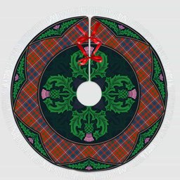 ScotsTee Shop Scottish Cameron of Lochiel Ancient Clan Scottish Thistle Flower Round Leaf Tartan Christmas Tree Skirt