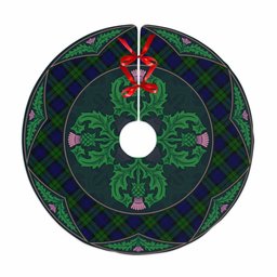 ScotsTee Shop Scottish Campbell Modern Clan Scottish Thistle Flower Round Leaf Tartan Christmas Tree Skirt