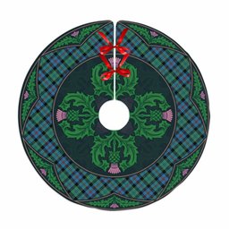 ScotsTee Shop Scottish Campbell of Cawdor Ancient Clan Scottish Thistle Flower Round Leaf Tartan Christmas Tree Skirt