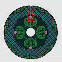 ScotsTee Shop Scottish Campbell of Cawdor Ancient Clan Scottish Thistle Flower Round Leaf Tartan Christmas Tree Skirt