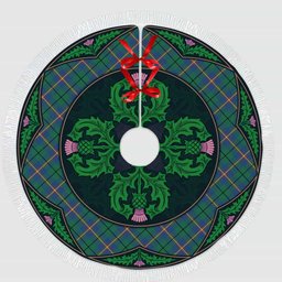 ScotsTee Shop Scottish Carmichael Ancient Clan Scottish Thistle Flower Round Leaf Tartan Christmas Tree Skirt
