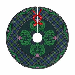 ScotsTee Shop Scottish Campbell Argyll Ancient Clan Scottish Thistle Flower Round Leaf Tartan Christmas Tree Skirt