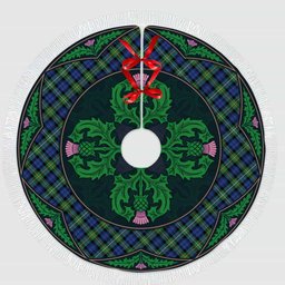 ScotsTee Shop Scottish Campbell Argyll Ancient Clan Scottish Thistle Flower Round Leaf Tartan Christmas Tree Skirt