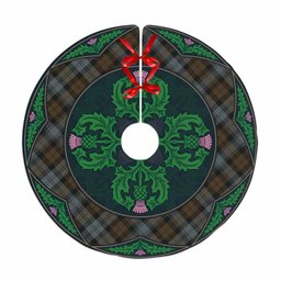ScotsTee Shop Scottish BlackWatch Weathered Clan Scottish Thistle Flower Round Leaf Tartan Christmas Tree Skirt