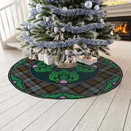 ScotsTee Shop Scottish BlackWatch Weathered Clan Scottish Thistle Flower Round Leaf Tartan Christmas Tree Skirt