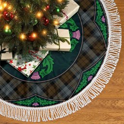 ScotsTee Shop Scottish BlackWatch Weathered Clan Scottish Thistle Flower Round Leaf Tartan Christmas Tree Skirt