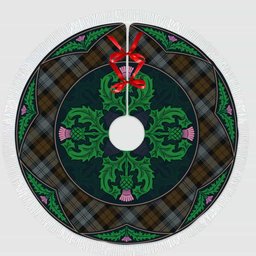 ScotsTee Shop Scottish BlackWatch Weathered Clan Scottish Thistle Flower Round Leaf Tartan Christmas Tree Skirt