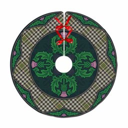 ScotsTee Shop Scottish Burns Check Clan Scottish Thistle Flower Round Leaf Tartan Christmas Tree Skirt