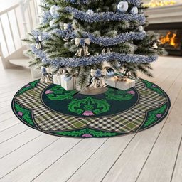 ScotsTee Shop Scottish Burns Check Clan Scottish Thistle Flower Round Leaf Tartan Christmas Tree Skirt