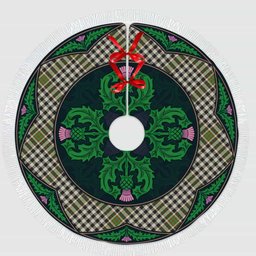 ScotsTee Shop Scottish Burns Check Clan Scottish Thistle Flower Round Leaf Tartan Christmas Tree Skirt
