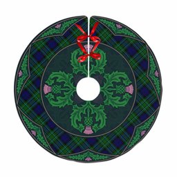 ScotsTee Shop Scottish MacCallum Modern Clan Scottish Thistle Flower Round Leaf Tartan Christmas Tree Skirt
