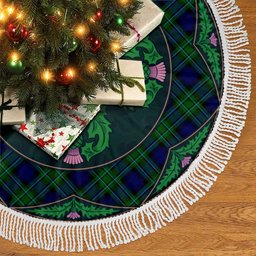 ScotsTee Shop Scottish MacCallum Modern Clan Scottish Thistle Flower Round Leaf Tartan Christmas Tree Skirt