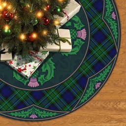 ScotsTee Shop Scottish MacCallum Modern Clan Scottish Thistle Flower Round Leaf Tartan Christmas Tree Skirt
