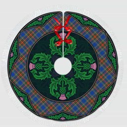 ScotsTee Shop Scottish MacBeth Ancient Clan Scottish Thistle Flower Round Leaf Tartan Christmas Tree Skirt