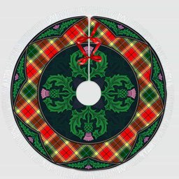 ScotsTee Shop Scottish Gibbs Clan Scottish Thistle Flower Round Leaf Tartan Christmas Tree Skirt