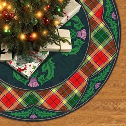 ScotsTee Shop Scottish Gibbs Clan Scottish Thistle Flower Round Leaf Tartan Christmas Tree Skirt