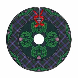 ScotsTee Shop Scottish Hunter Modern Clan Scottish Thistle Flower Round Leaf Tartan Christmas Tree Skirt