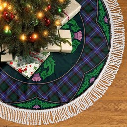 ScotsTee Shop Scottish Hunter Modern Clan Scottish Thistle Flower Round Leaf Tartan Christmas Tree Skirt