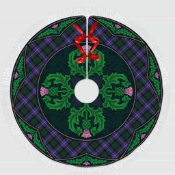 ScotsTee Shop Scottish Hunter Modern Clan Scottish Thistle Flower Round Leaf Tartan Christmas Tree Skirt