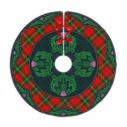 ScotsTee Shop Scottish Lennox Modern Clan Scottish Thistle Flower Round Leaf Tartan Christmas Tree Skirt