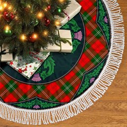 ScotsTee Shop Scottish Lennox Modern Clan Scottish Thistle Flower Round Leaf Tartan Christmas Tree Skirt