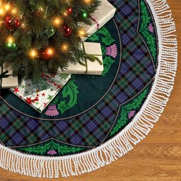 ScotsTee Shop Scottish Fletcher Modern Clan Scottish Thistle Flower Round Leaf Tartan Christmas Tree Skirt