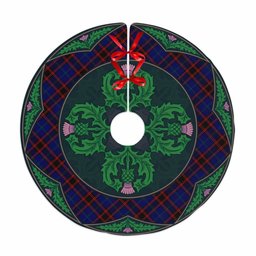 ScotsTee Shop Scottish Home Modern Clan Scottish Thistle Flower Round Leaf Tartan Christmas Tree Skirt