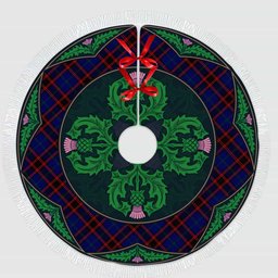 ScotsTee Shop Scottish Home Modern Clan Scottish Thistle Flower Round Leaf Tartan Christmas Tree Skirt