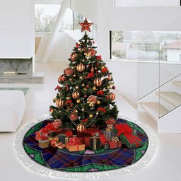 ScotsTee Shop Scottish Home Modern Clan Scottish Thistle Flower Round Leaf Tartan Christmas Tree Skirt