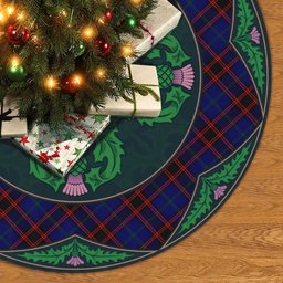 ScotsTee Shop Scottish Home Modern Clan Scottish Thistle Flower Round Leaf Tartan Christmas Tree Skirt