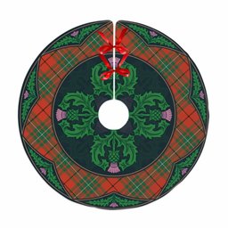 ScotsTee Shop Scottish MacAulay Ancient Clan Scottish Thistle Flower Round Leaf Tartan Christmas Tree Skirt
