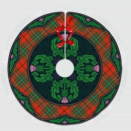 ScotsTee Shop Scottish MacAulay Ancient Clan Scottish Thistle Flower Round Leaf Tartan Christmas Tree Skirt