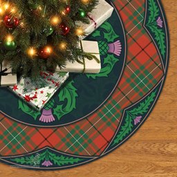ScotsTee Shop Scottish MacAulay Ancient Clan Scottish Thistle Flower Round Leaf Tartan Christmas Tree Skirt