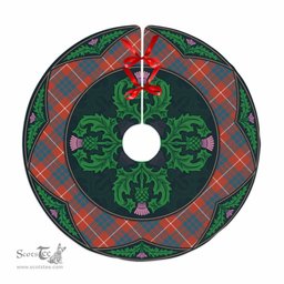 ScotsTee Shop Scottish Hamilton Ancient Clan Scottish Thistle Flower Round Leaf Tartan Christmas Tree Skirt