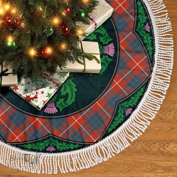 ScotsTee Shop Scottish Hamilton Ancient Clan Scottish Thistle Flower Round Leaf Tartan Christmas Tree Skirt