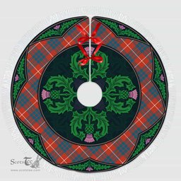 ScotsTee Shop Scottish Hamilton Ancient Clan Scottish Thistle Flower Round Leaf Tartan Christmas Tree Skirt