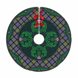 ScotsTee Shop Scottish MacDonald Ancient Clan Scottish Thistle Flower Round Leaf Tartan Christmas Tree Skirt