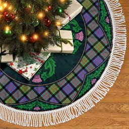ScotsTee Shop Scottish MacDonald Ancient Clan Scottish Thistle Flower Round Leaf Tartan Christmas Tree Skirt