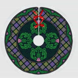 ScotsTee Shop Scottish MacDonald Ancient Clan Scottish Thistle Flower Round Leaf Tartan Christmas Tree Skirt