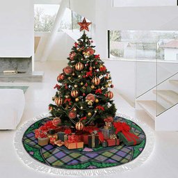 ScotsTee Shop Scottish MacDonald Ancient Clan Scottish Thistle Flower Round Leaf Tartan Christmas Tree Skirt